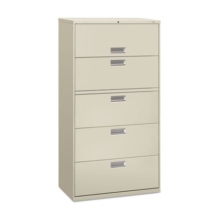 Hon HON, 600 SERIES FIVE-DRAWER LATERAL FILE, 36W X 18D X 64.25H, LIGHT GRAY 685LQ